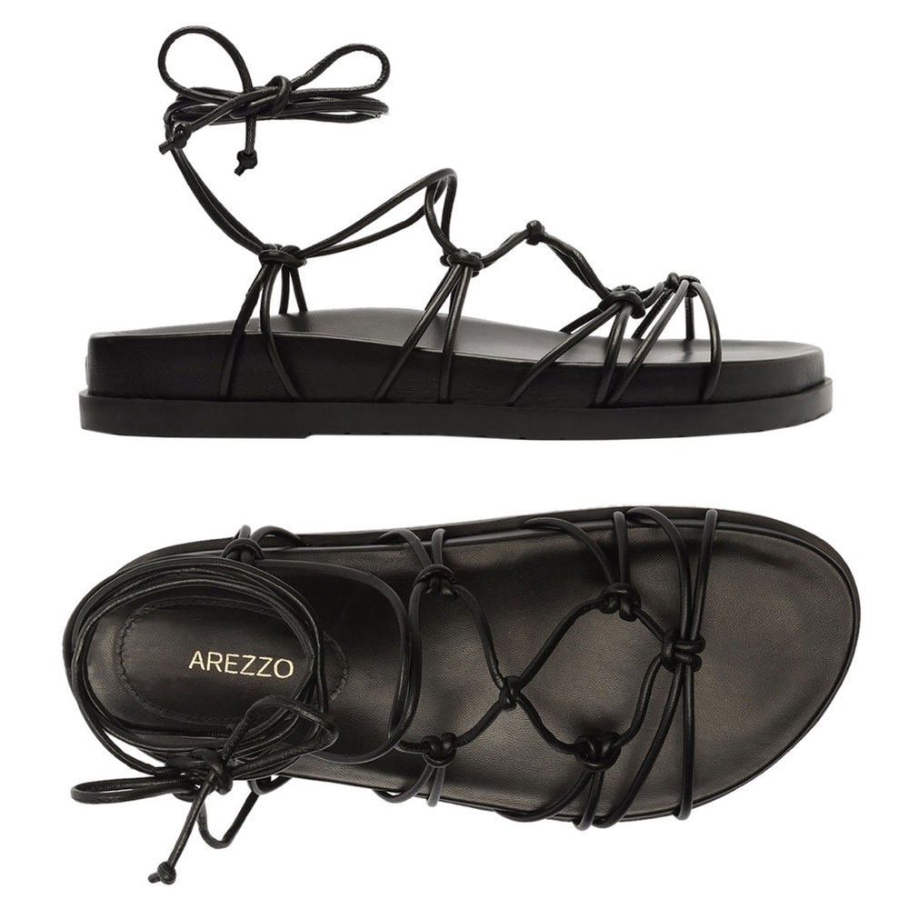 Arezzo Madeline Flat Sandal Size 6.5-Black